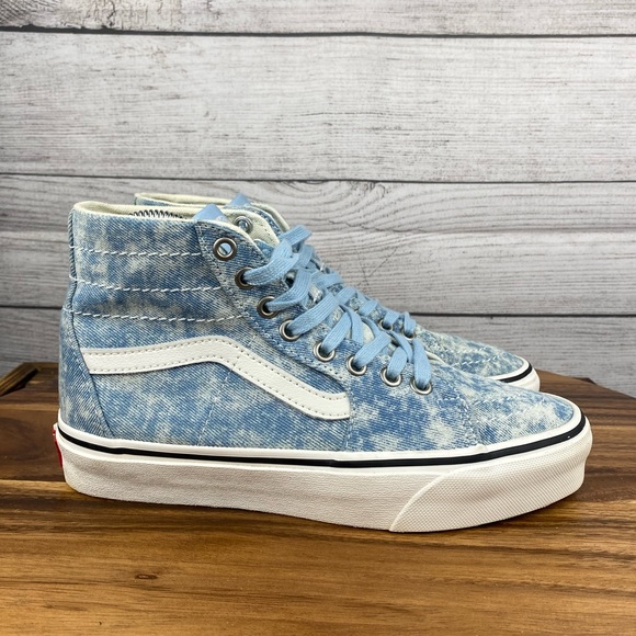 Vans Sk8 Hi Tapered Denim Destroy Winter Sky Sneaker Women’s Shoe Size 6.5 - Picture 4 of 11